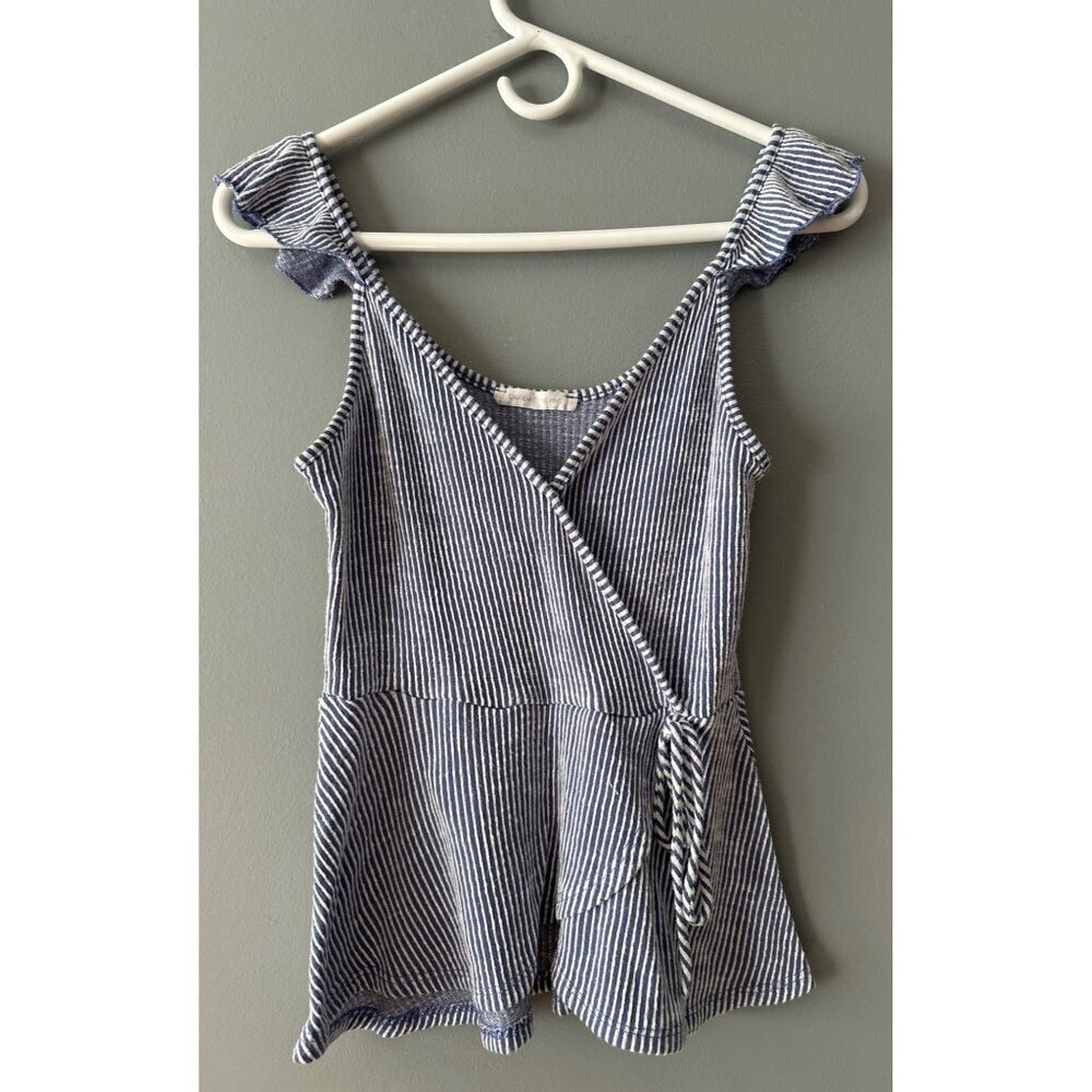 Y2K White & Blue Striped Baby Doll Tank XS Women’s Retro 2000s Festival Top